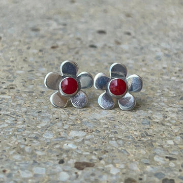 עגילי מיני פלורה-קורל