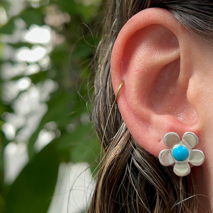 עגילי מיני פלורה-טורקיז